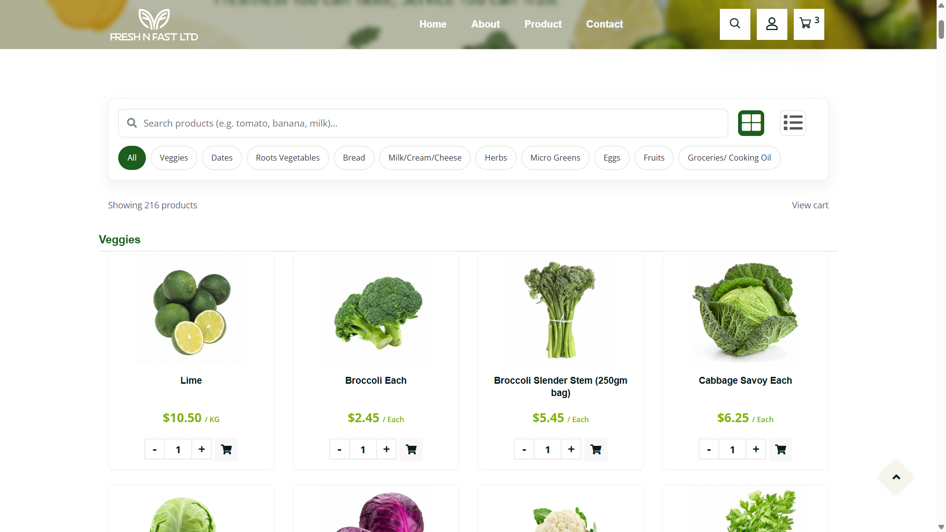 Fresh n Fast website screenshot by OSS Infotech