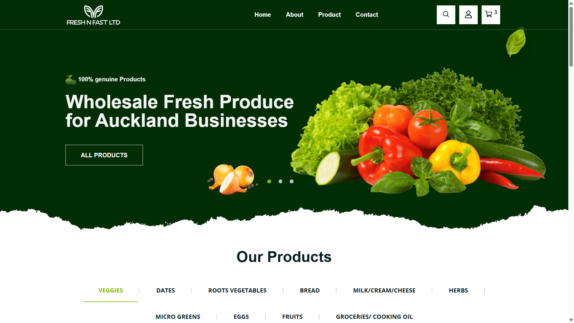 Fresh n Fast website screenshot by OSS Infotech