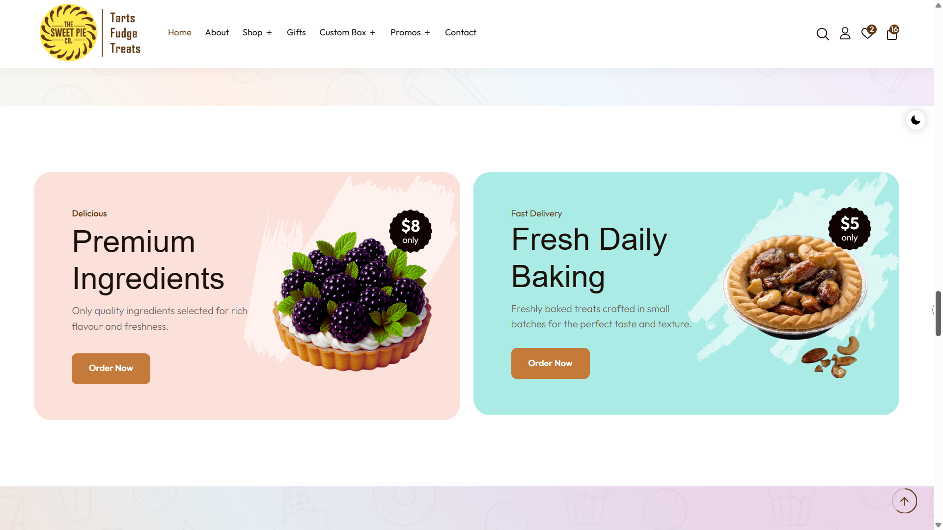 The Sweet Pie Co. website screenshot by OSS Infotech
