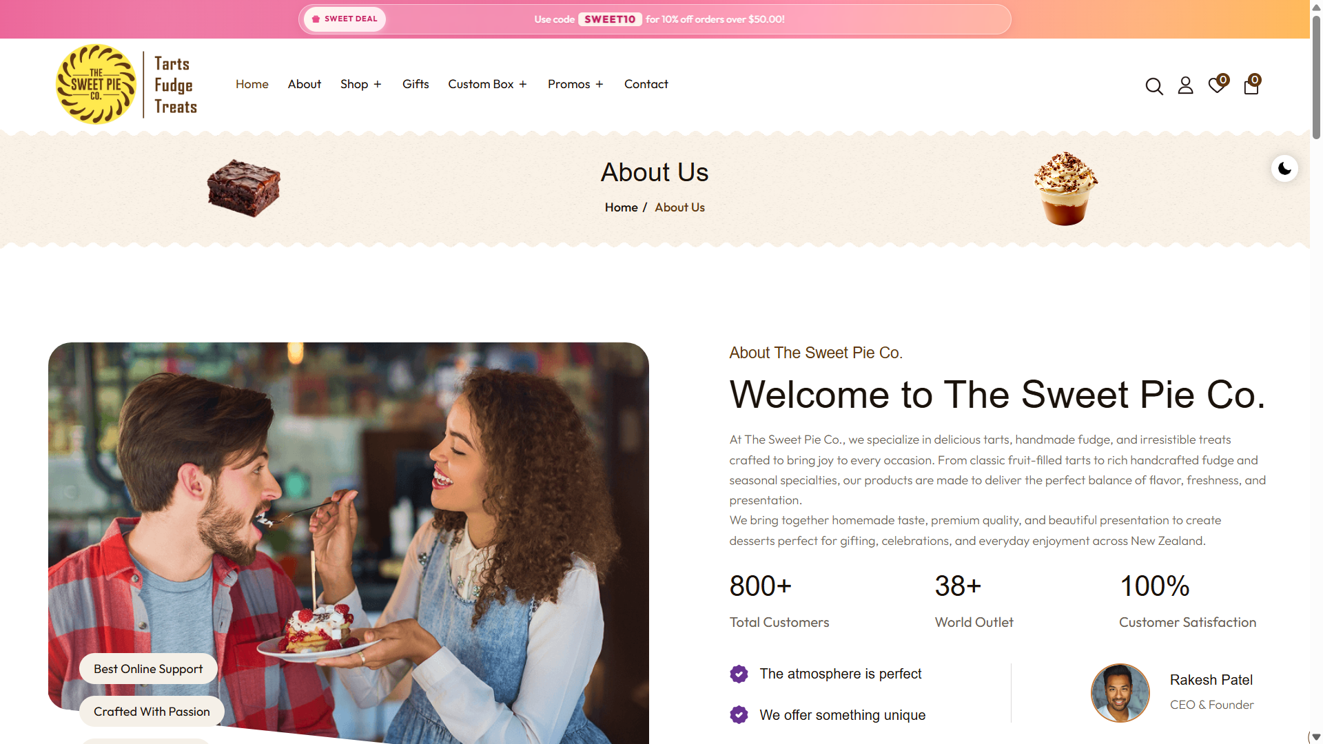 The Sweet Pie Co. website screenshot by OSS Infotech